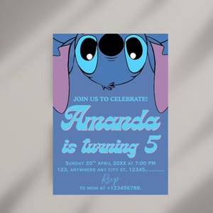 Stitch Birthday Invitation Editable Template | Canva Editable Birthday Invitation | Stitch Birthday Party Invitation | Canva Template