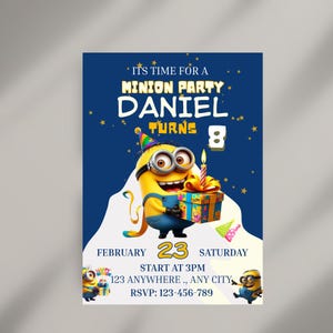 Editable Minions Birthday Invitation,Yellow Minions Invitation ,Minions Birthday Party,Printable Minions Invite, Minions Themed Party Invite