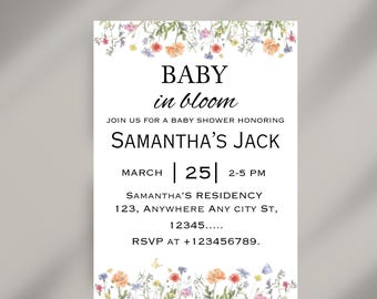 A Little Wildflower Is On Her Way Baby Shower Invitation Wildflower Baby Shower Invitation Wildflower Baby Shower Invite Wildflower Theme