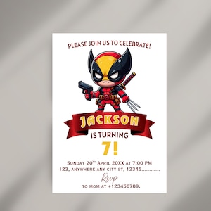 Deadpool Birthday Invitation | Deadpool Printable Invitation Template | Instant Download | Birthday editable invite | Deadpool invitation