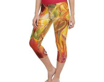 Prismatic diva: Exotica yoga capri leggings