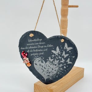 Heart decoration made of slate with inspiring engraving – individually designed