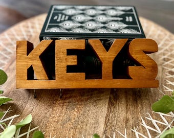Vintage Handcrafted Wood “KEYS” Wall Holder
