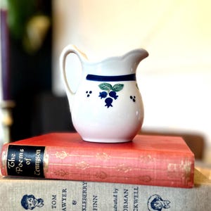 Vintage Harstone Pottery Creamer • Wild Blueberry  (Blue Band) Pattern