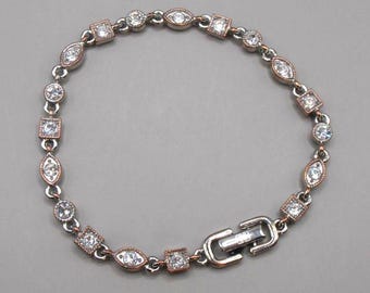 Vintage Givenchy Crystal Flower Flex Bracelet(rose Gold