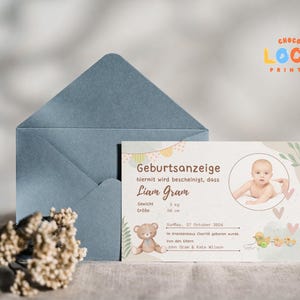 Certificado de nacimiento digital personalizado - Lindo diseño infantil - Perfecto como regalo de nacimiento