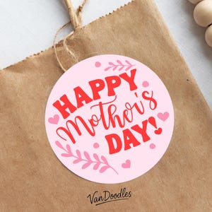 Pegatina imprimible del Día de la Madre / Pegatina de regalo del Día de la Madre con estética rosa / Etiquetas de regalo del Día de la Madre / Etiqueta de regalo DIY del Día de la Madre