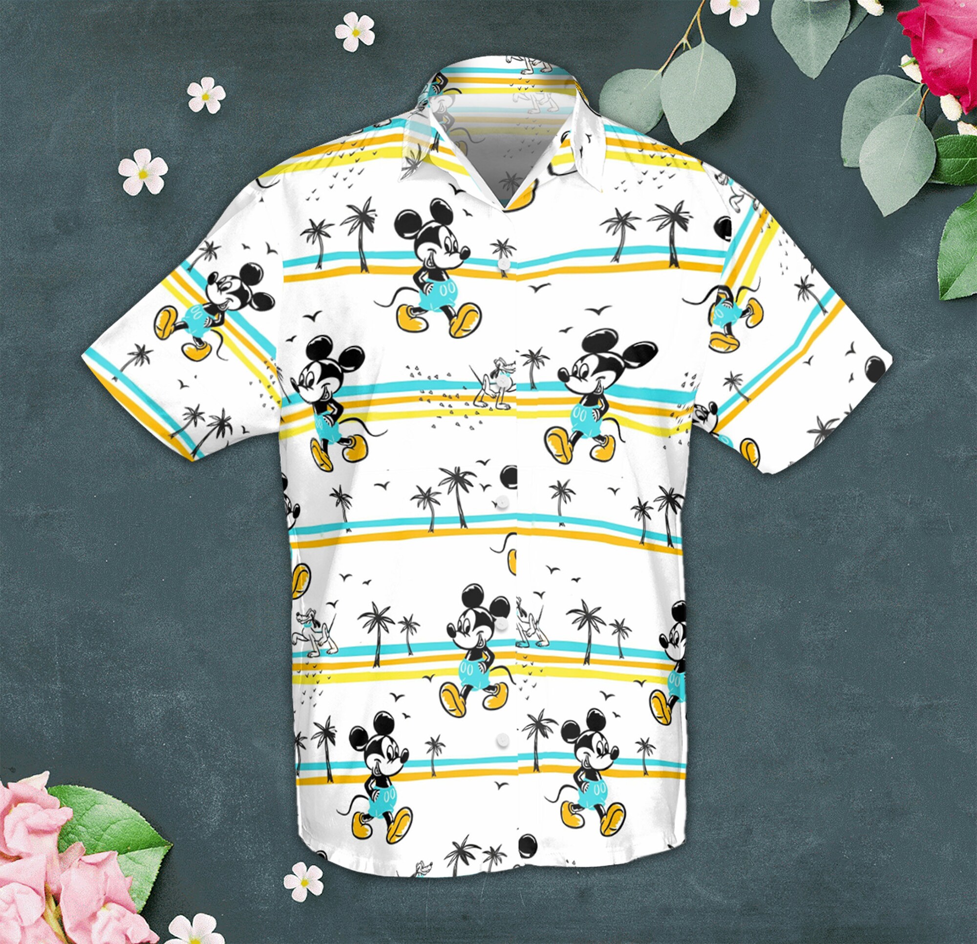 Disney Mickey Mouse Walking on Beach Hawaiian Shirt Disney Mickey Mouse Walking on Beach Hawaiian Shirt