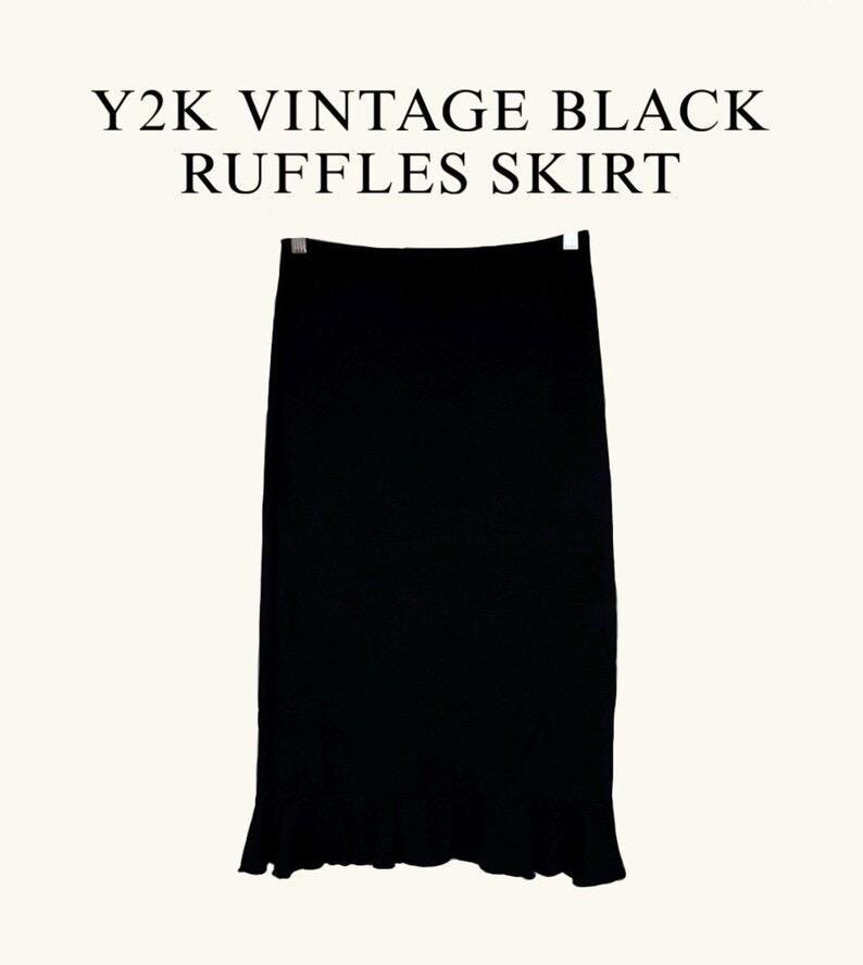 Y2K リメイクフリルスカート ブラック Y2Kヴィンテージブラックフリルスカート - Etsy 日本