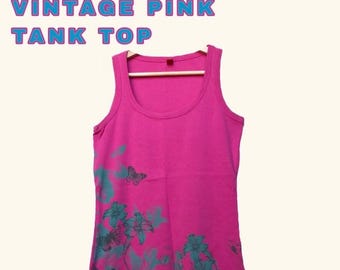 Vintage roze tanktop uit het Y2K-tijdperk