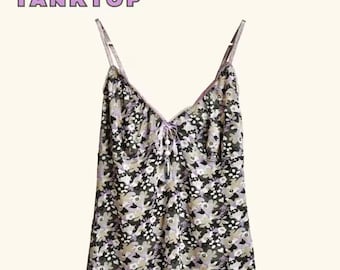 Y2k purple floral tank top