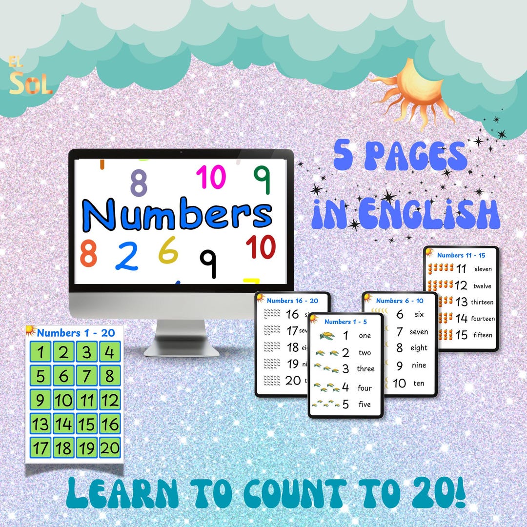 Numbers To Count Learn the Numbers: Count to 20! Nrs.1-20, 5-page Printable PDF File ...