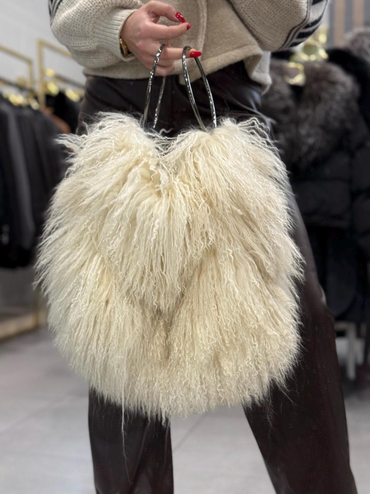 Fecialy Borsa Da Donna In Pelliccia Borsa Tote Invernale Soffice Borse A Tracolla Sfocata Borse In Pelliccia Sintetica - Foto 5