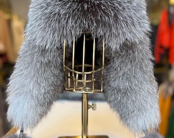 Gray Frost FOX Hat, One Size 21”-24” w/Stretch, Certified Vintage Fur Gray Frost FOX Hat, One Size 21”-24” W/stretch, Certified  main image 2