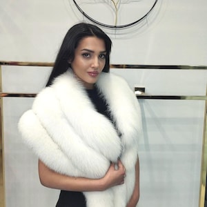 Women Fox Fur Cape- White Fox Fur Shawl Wrap, Bridal Cape -Luxury Cape