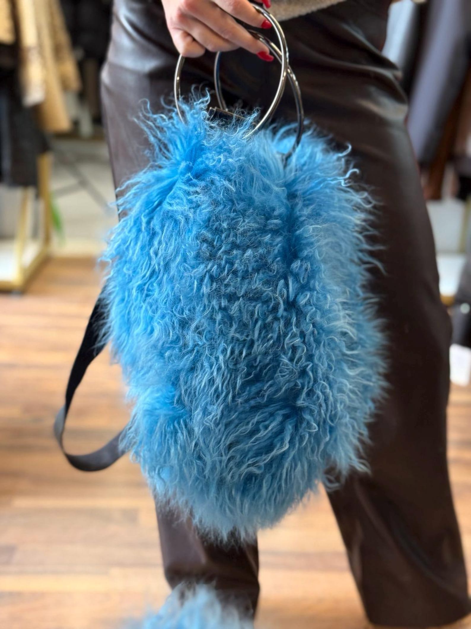 Ruban Perforated Lamb Leather Bag in Or main image 1