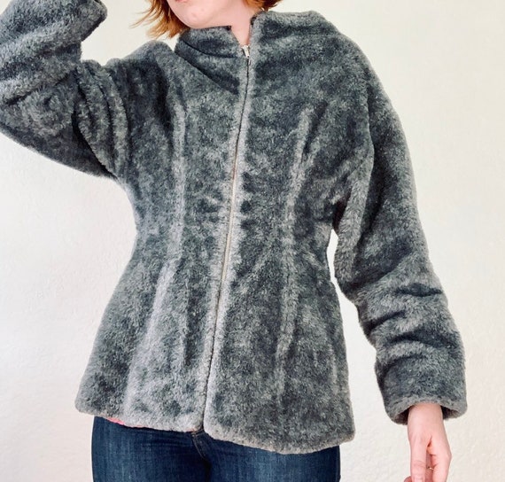 1950s Grey Wool Fleece Fitted Jacket Size Medium … - image 1