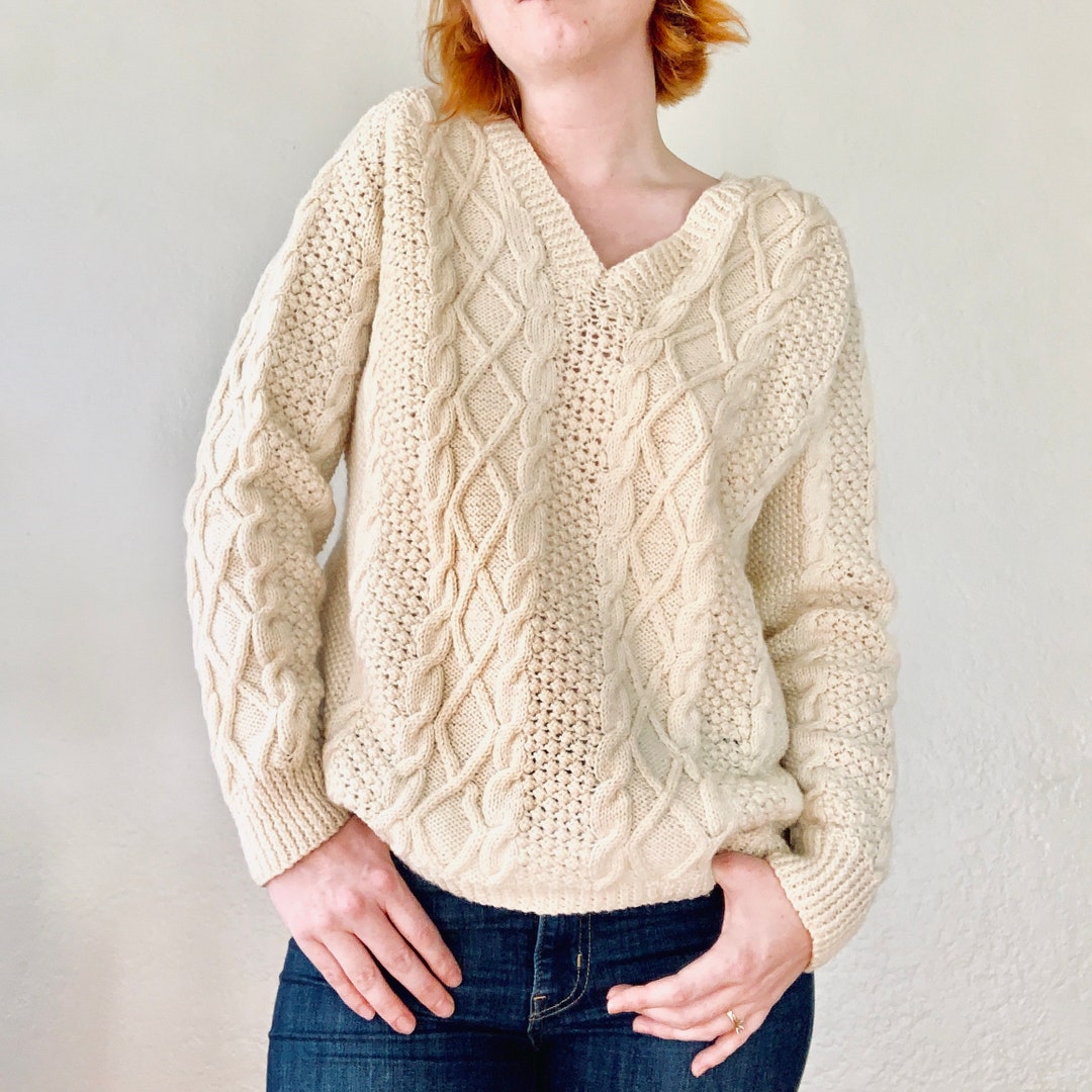 Womens Cable Knit Sweater Cream Size Small Medium Large - Etsy