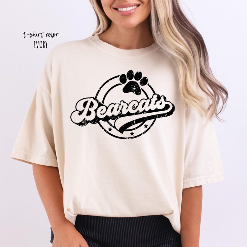 Bearcats Mascot Shirt, Vintage School Spirit Tee, Comfort Colors 1717 ...