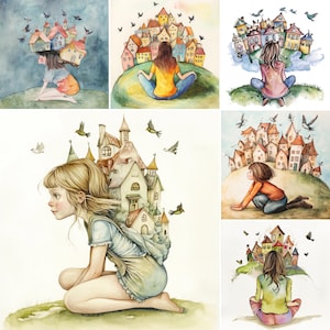 Arte de pared imprimible para guardería: 15 carteles infantiles extravagantes | Conjunto de decoración de habitación infantil | Ilustración de libro de cuentos | Descarga digital de archivos JPG