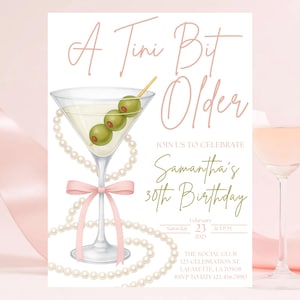 A Tini Bit Older Digital Cocktail Birthday Dinner Invitation Template Animated Martini Party Dinner Celebration Invite Editable Phone Invite