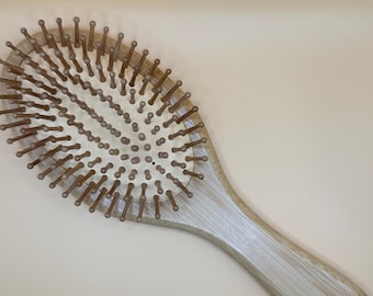 Rounded wooden paddle brush with wooden pins 24cm