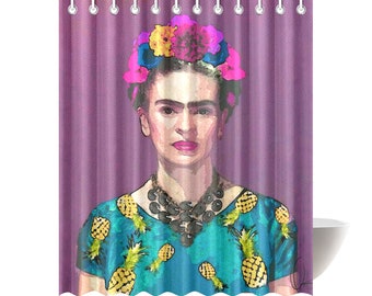 Frida Kahlo Curtain Frida Kahlo Shower Curtain 7 Sizes To Choose From Includes Hooks Machine Washable Bold Sublimation Ink Print Bathroom Decor
