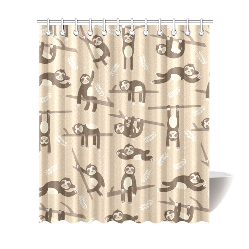 Swinging Sloths Shower Curtain 7 Sizes To Choose From Etsy