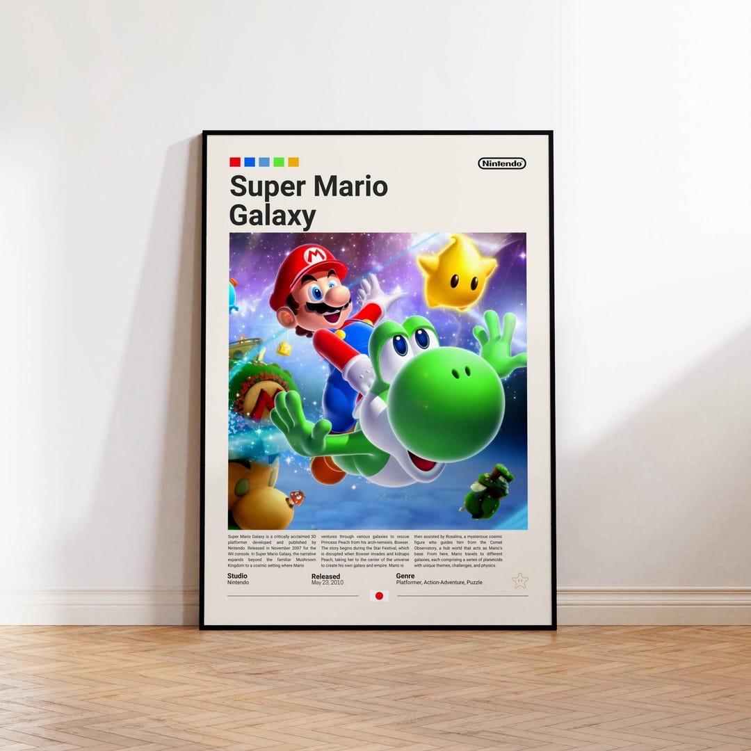 Super Mario Galaxy Poster, Video Game Poster, Gift for Super Mario Fan ...