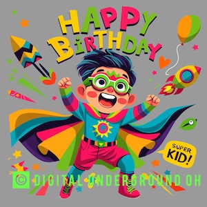 Happy Birthday Super Kid PNG