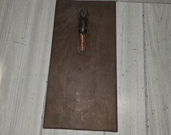 Antique 1920s Judd Cast Iron Duck Head Paper Holder Mounted On Wood Rare 5160