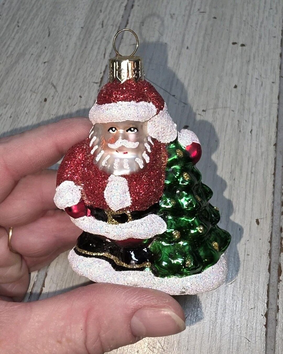 Vtg Mercury Glass Santa Claus Ornament Marked Poland Christmas Holiday ...
