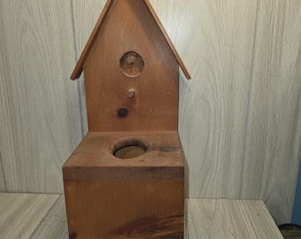 Vtg Wood Bird House Handmade Tissue Box Cover Farmhouse Cottagecore Country