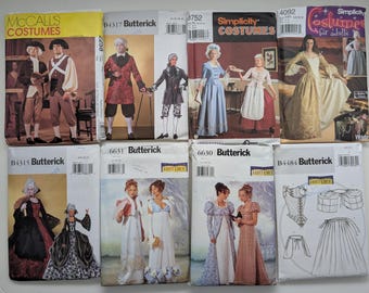 Historical Costume Sewing Patterns French Revolution / Marie Antionette Era - YOU CHOOSE