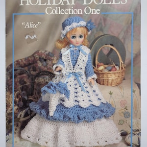 Vintage Leisure Arts Crochet Leaflet 855 Holiday Dolls Collection One Designed by Carol Alexander
