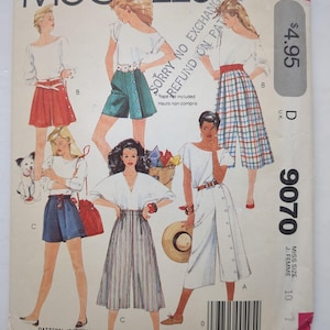 Vintage 1984 McCall's Sewing Pattern 9070 UNCUT Culottes Misses Size 10