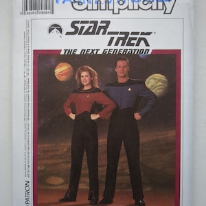 Patron de couture Simplicity 9394 non découpé - Costume d'uniforme Star Trek : La Nouvelle Génération pour femmes et hommes, tour de poitrine 34-44