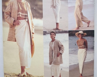 Vogue 5 Easy Pieces Sewing Pattern 1384 UNCUT - Jacket, Dress, Top, Skirt, Pants, Sash CHOOSE SIZE