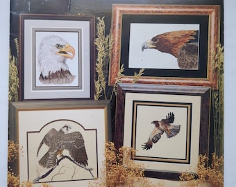 Vintage 1991 Cross My Heart Counted Cross Stitch Booklet Majestic Birds of Prey