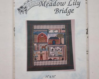 Meadow Lily Bridge Quilt Pattern Old MacDonald Had a Quilt 31" x 31" Paper Pieced design by Denise McKenna