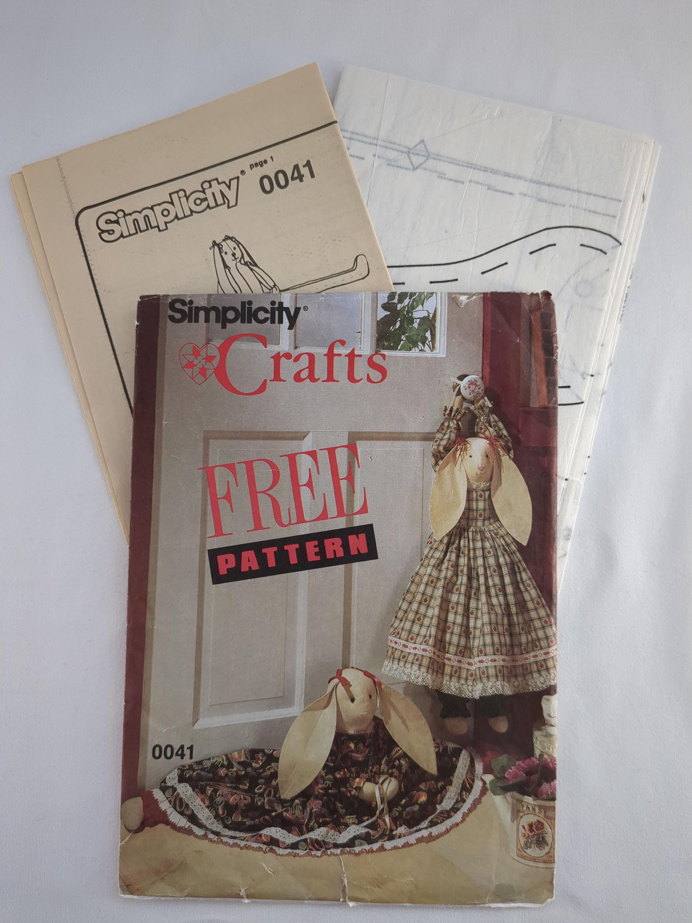 Simplicity Rabbit Patterns Simplicity Crafts Sewing Pattern 0041 Bunny Draftstopper Vintage 1992 ...