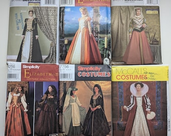 Historical Costume Sewing Patterns UNCUT Elizabethan Era - YOU CHOOSE