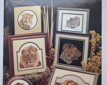 Vintage 1990 Cross My Heart Counted Cross Stitch Booklet The Big Cats