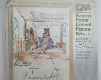 Vintage 1977 Beatrix Potter Crewel Picture Kit "Friendship" 9" x 12" Columbia-Minerva