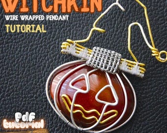 Pompoendraadgewikkelde hanger, tutorial Halloween-sieraden, handgemaakte sieraden, draadgewikkelde hanger, tutorial sieraden, doe-het-zelf sieraden maken