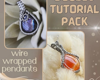 Double Tutorial Bundle for Wire Wrapped Pendants, Step by step Wire wrapped ,handmade jewelry, wire wrapped jewelry