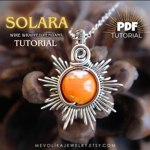 Wire Wrapped Sun Pendant Tutorial for Beginner, jewelry tutorial, jewelry making, handmade jewelry, beading tutorial, wire wrapped jewelry,