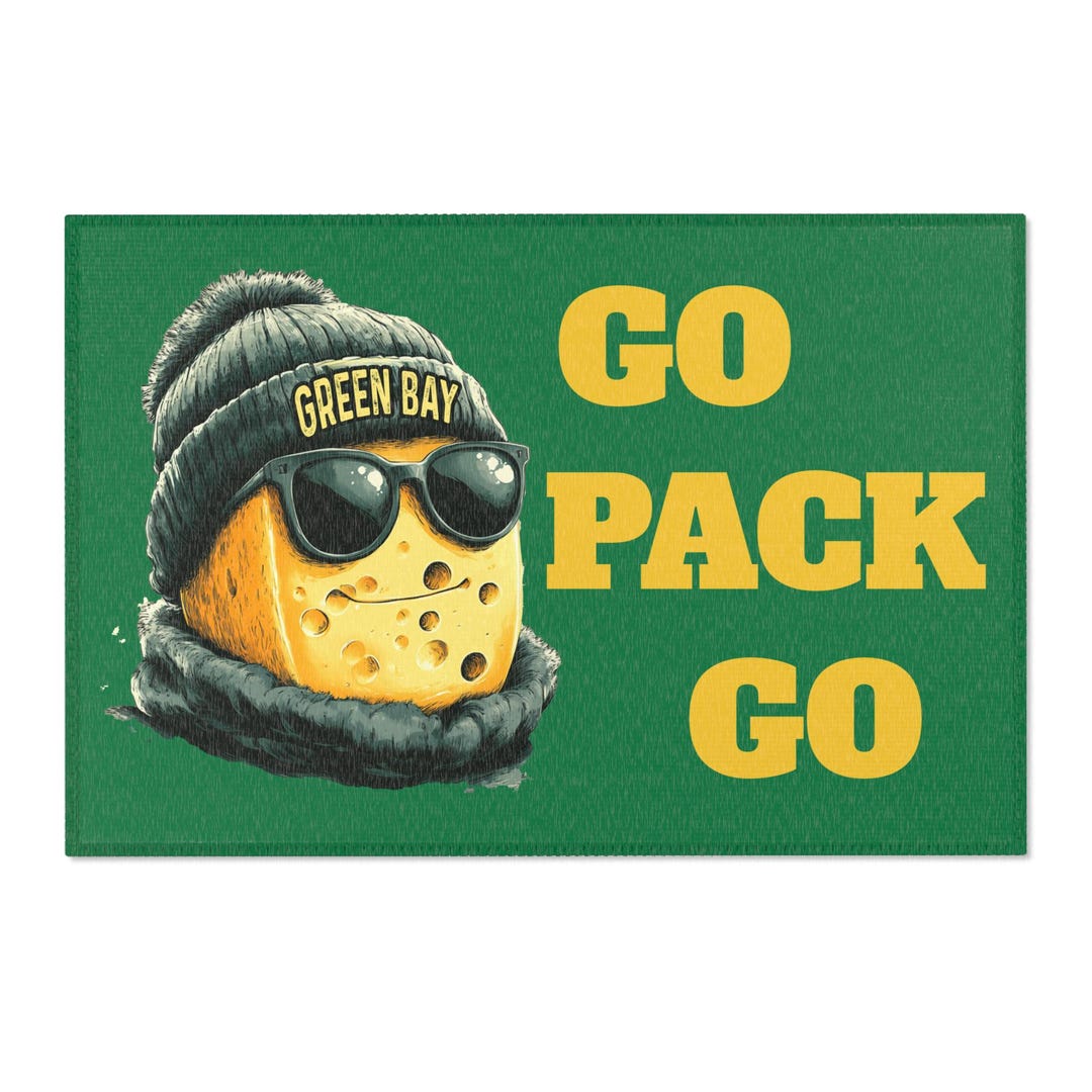 Cheesehead Go Pack Go Area Rug | Mascot Green Bay Football Decor - Etsy