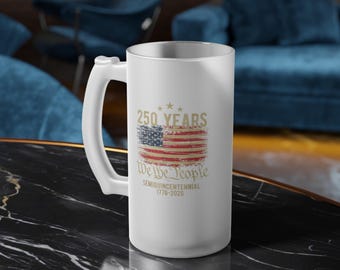 Jarra de cerveza con la bandera estadounidense que celebra sus 250 años / 1776-2026 Vaso patriótico