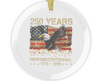America 250th Birthday Glass Ornament | 1776-2026 Bicentennial Celebration